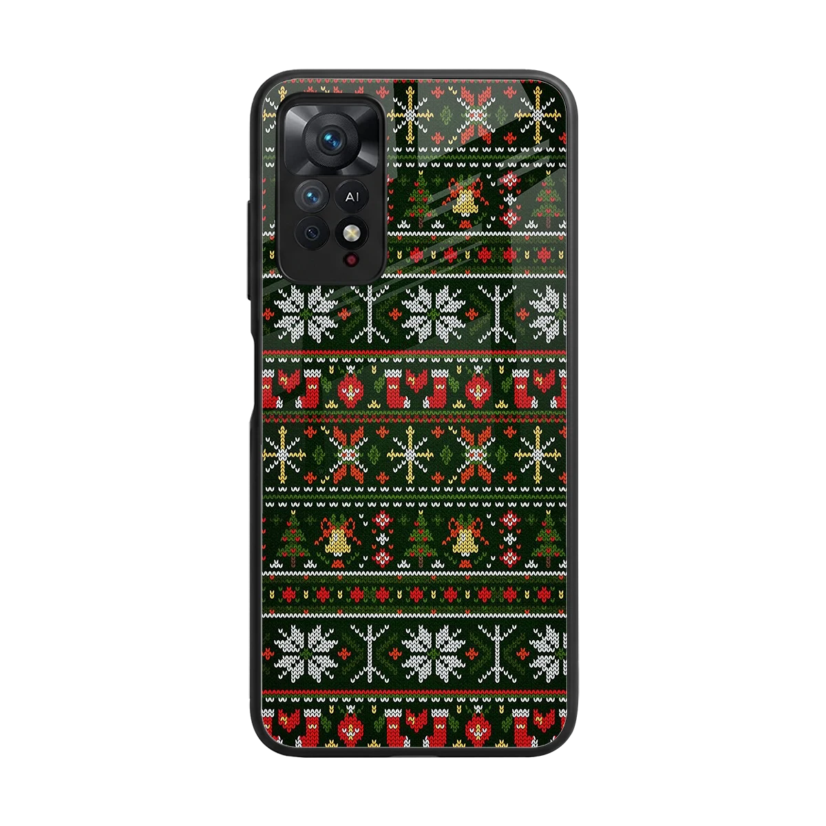 Festive Knit back phone cover | glass case for redmi note 11 pro