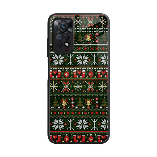 Festive Knit back phone cover | glass case for redmi note 11 pro