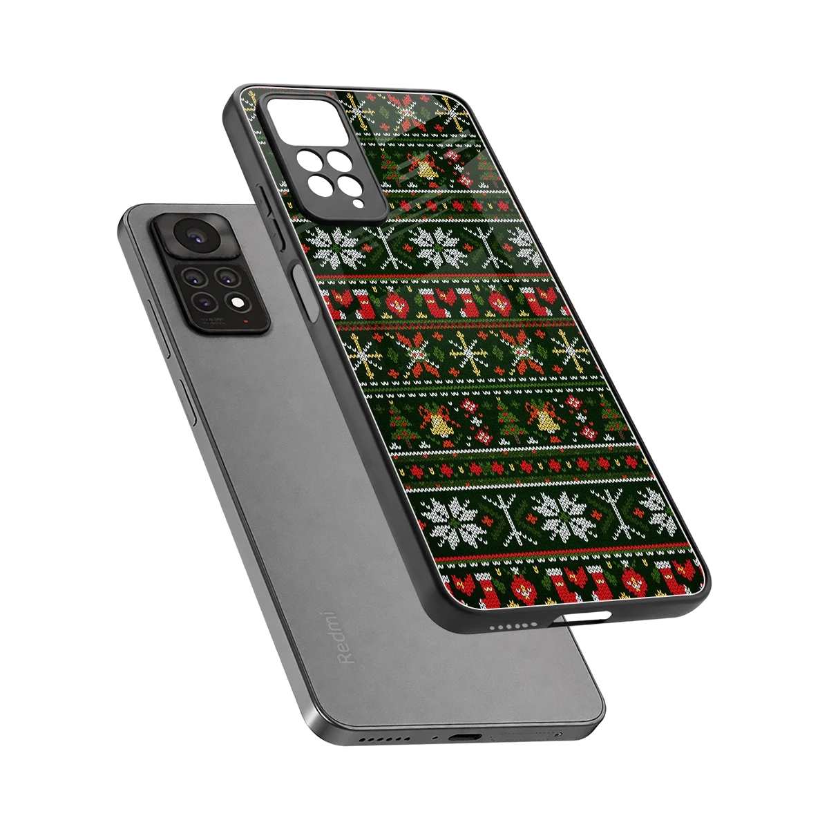 Festive Knit sleek redmi note 11 pro cover with tempered glass back and TPU edges