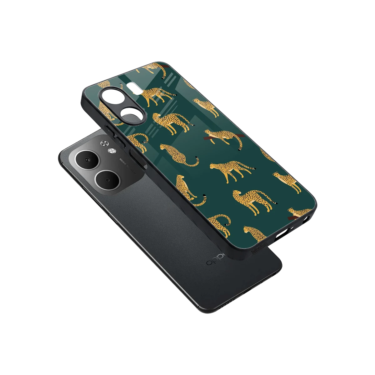 Fierce Spots sleek oppo a5x 5g cover with tempered glass back and TPU edges