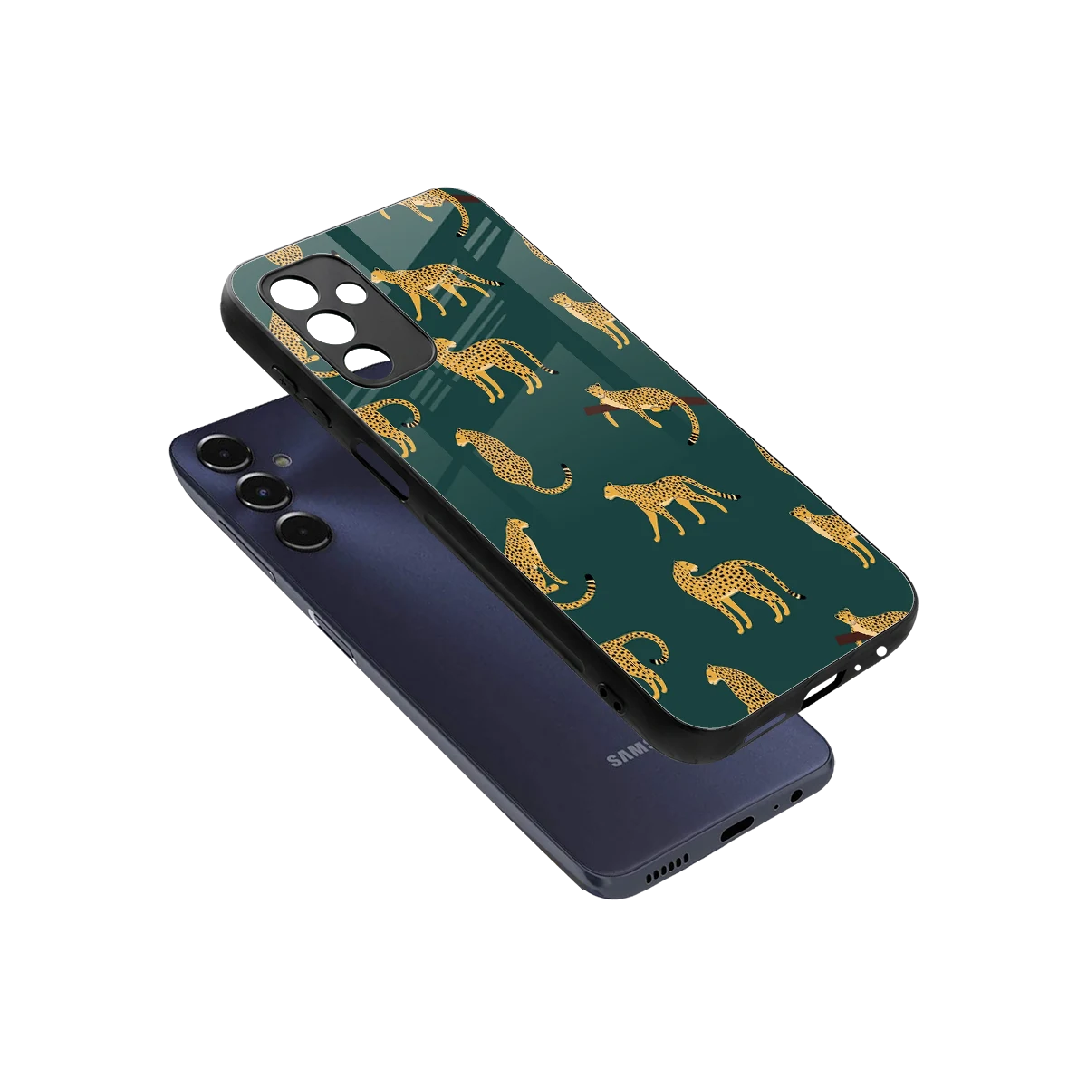 Fierce Spots sleek samsung galaxy m14 5g cover with tempered glass back and TPU edges