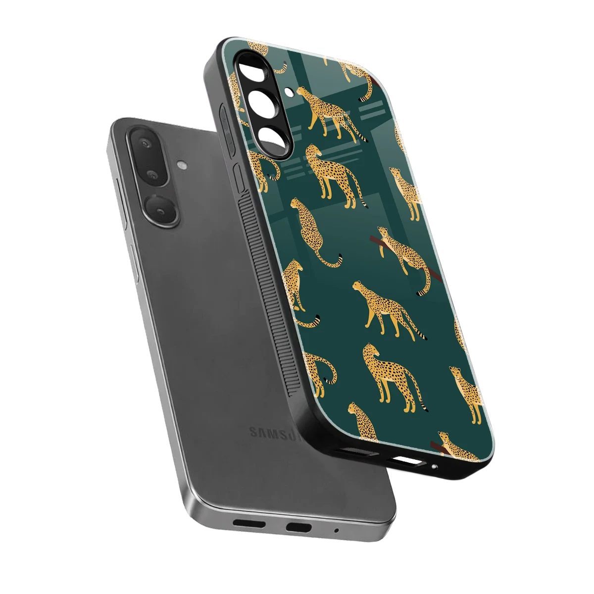 Fierce Spots sleek samsung galaxy m56 5g cover with tempered glass back and TPU edges