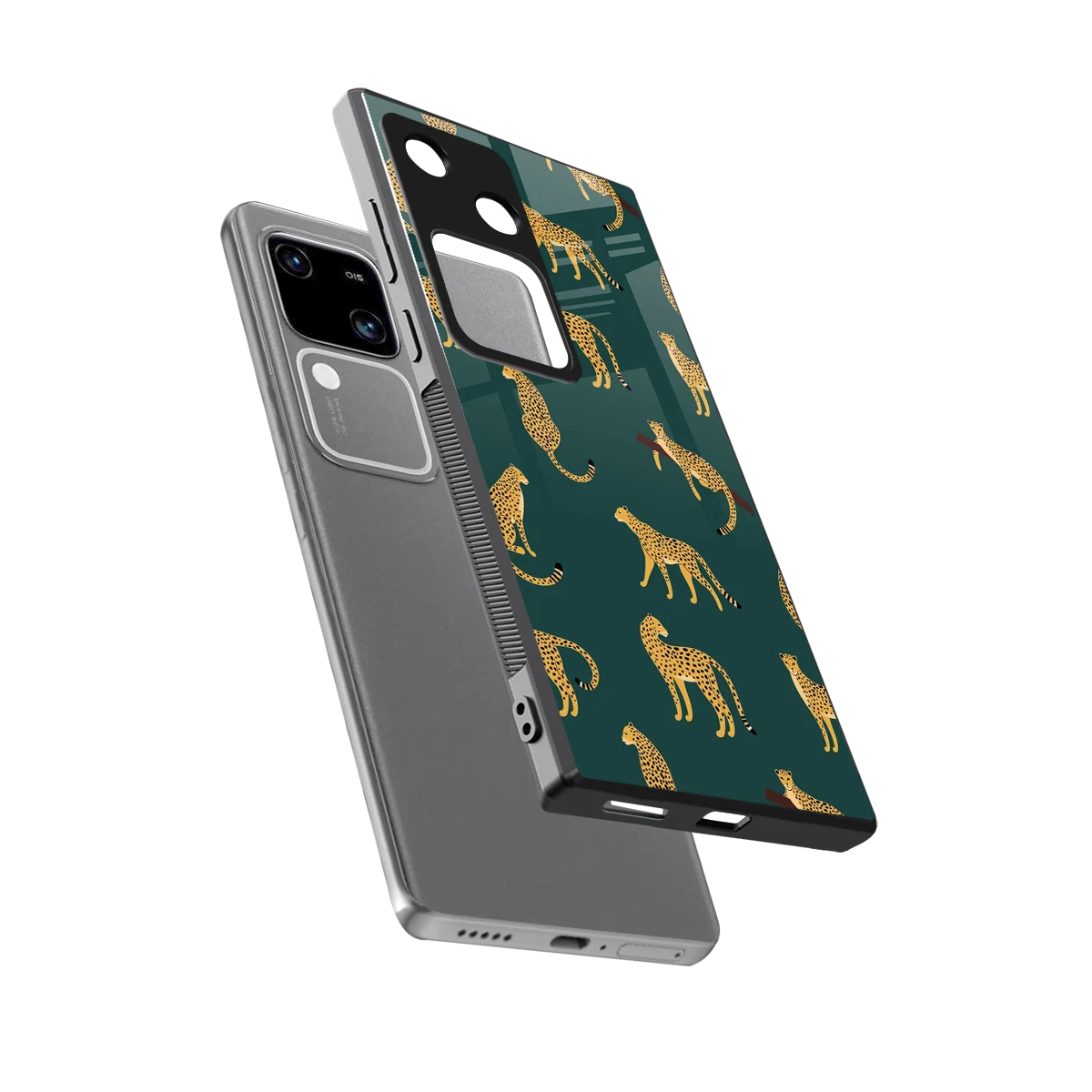 Fierce Spots sleek vivo v30 cover with tempered glass back and TPU edges