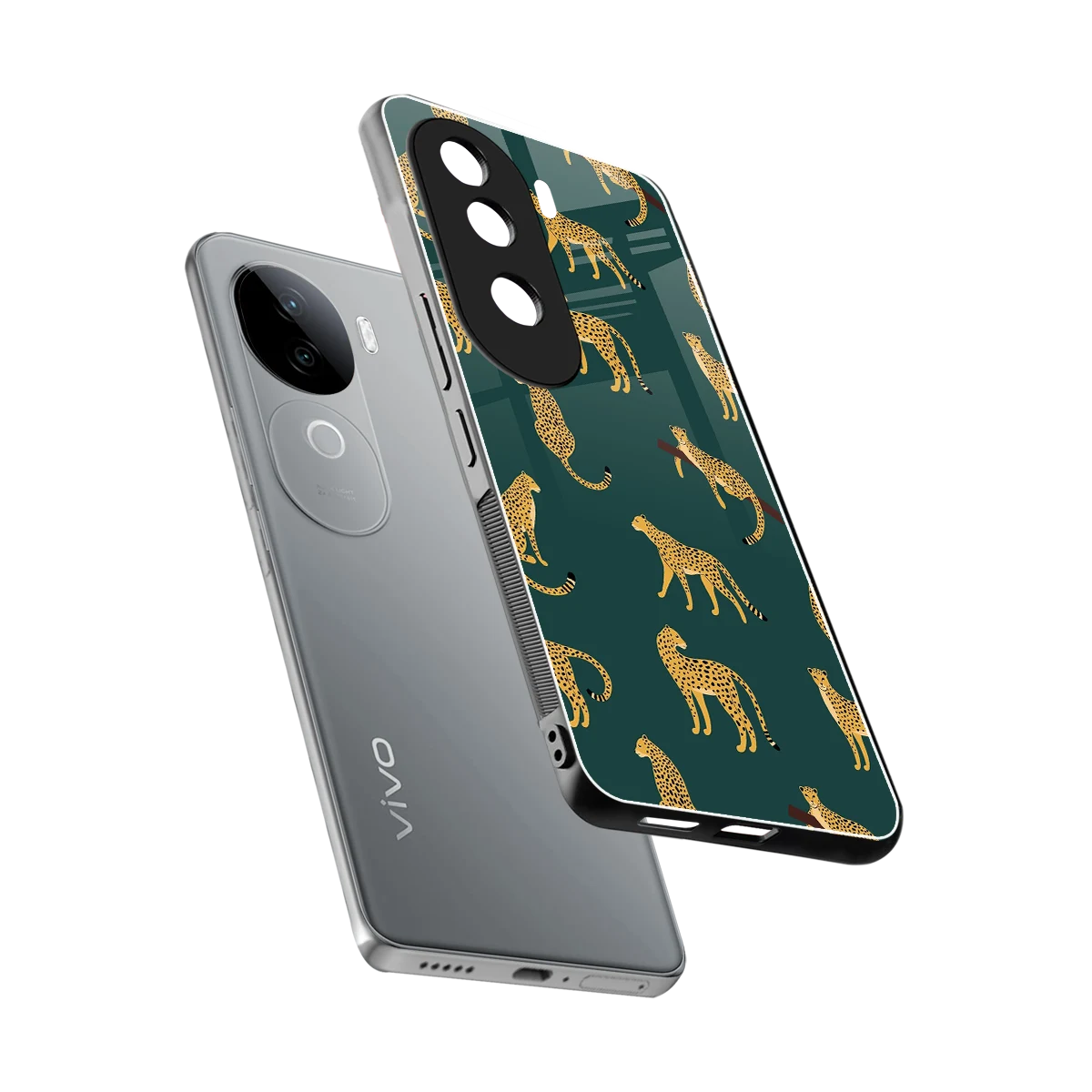 Fierce Spots sleek vivo v40e cover with tempered glass back and TPU edges