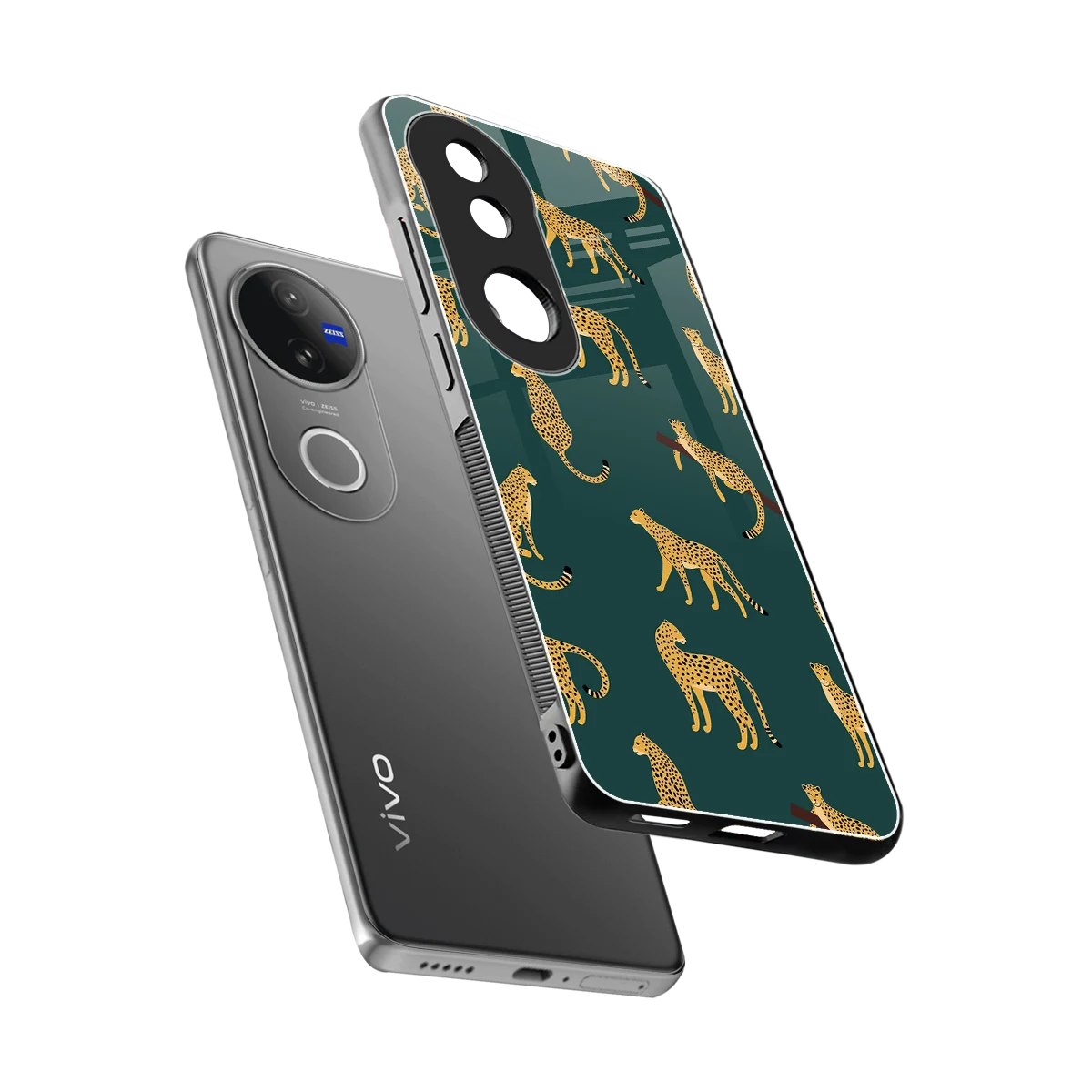 Fierce Spots sleek vivo v50 cover with tempered glass back and TPU edges