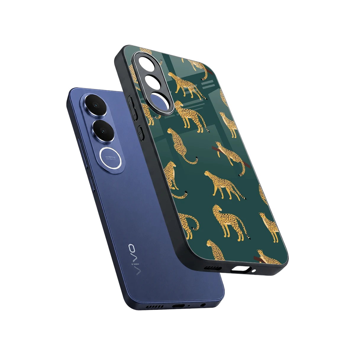 Fierce Spots sleek vivo v70 fe cover with tempered glass back and TPU edges