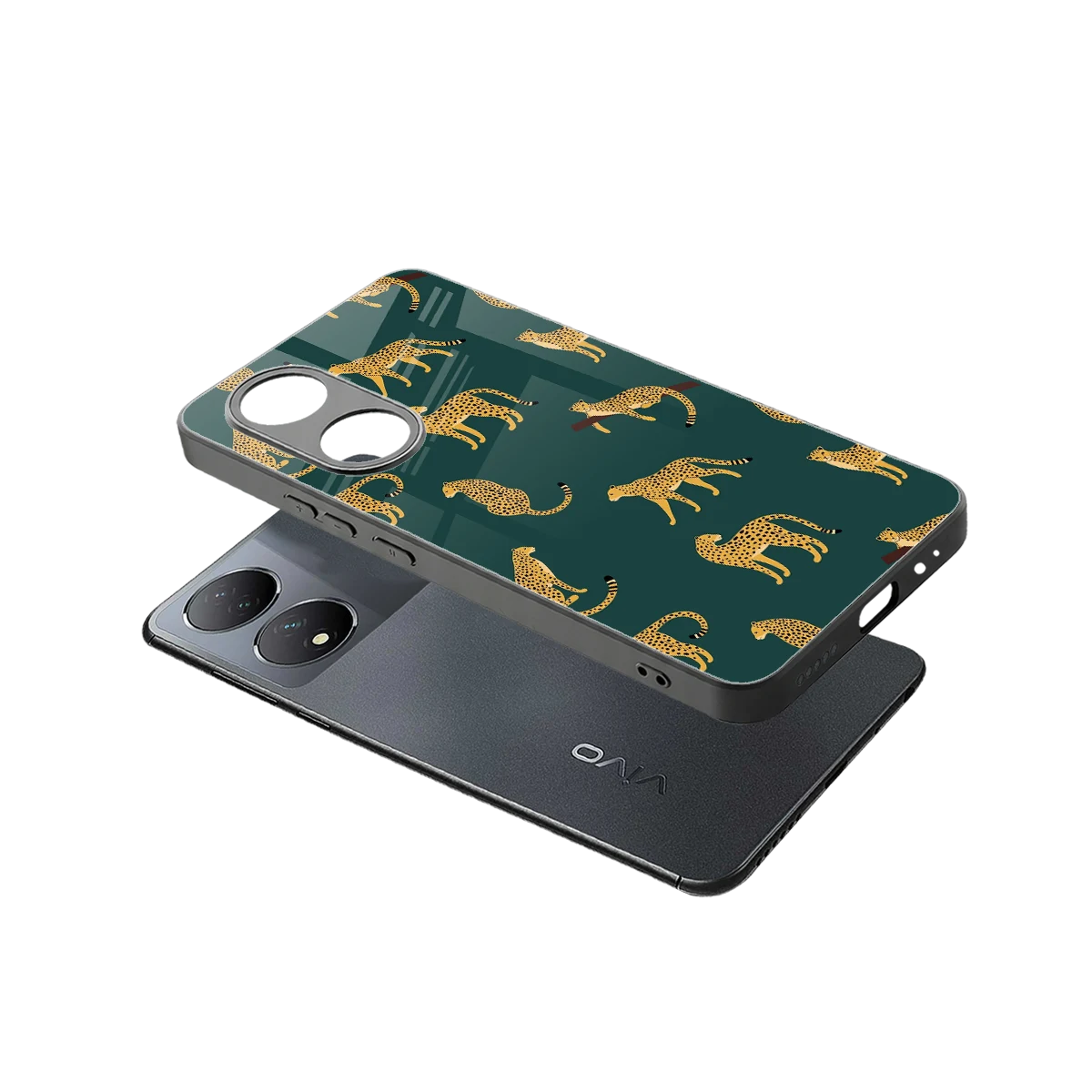 Fierce Spots sleek Vivo-y100 cover with tempered glass back and TPU edges