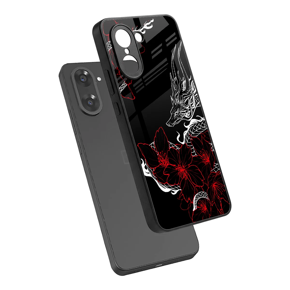 Fiery Petals sleek oneplus nord ce5 5g cover with tempered glass back and TPU edges