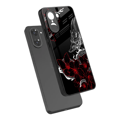Fiery Petals sleek oneplus nord ce5 5g cover with tempered glass back and TPU edges