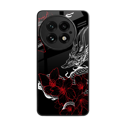 Fiery Petals back phone cover | glass case for oneplus 13