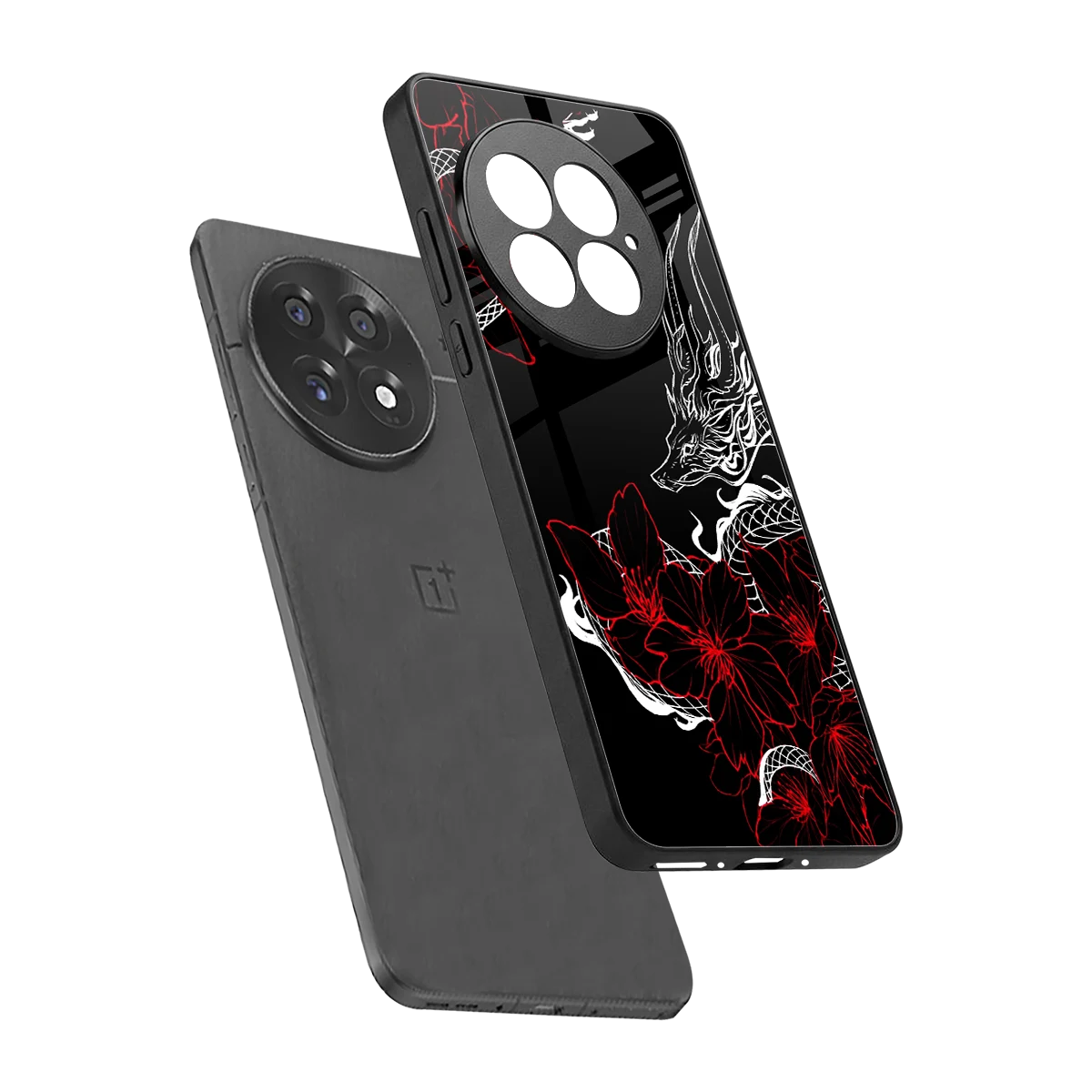 Fiery Petals sleek oneplus 13 cover with tempered glass back and TPU edges