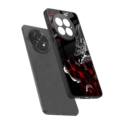 Fiery Petals sleek oneplus 13 cover with tempered glass back and TPU edges