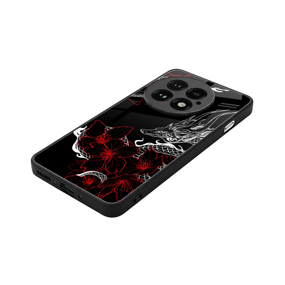 Fiery Petals stylish phone case for oneplus 13 | glossy glass and slim fit