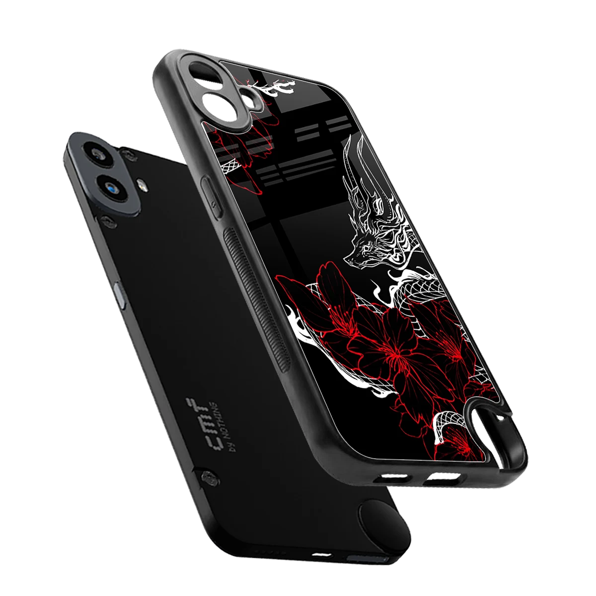 Fiery Petals sleek cmf nothing phone 1 cover with tempered glass back and TPU edges