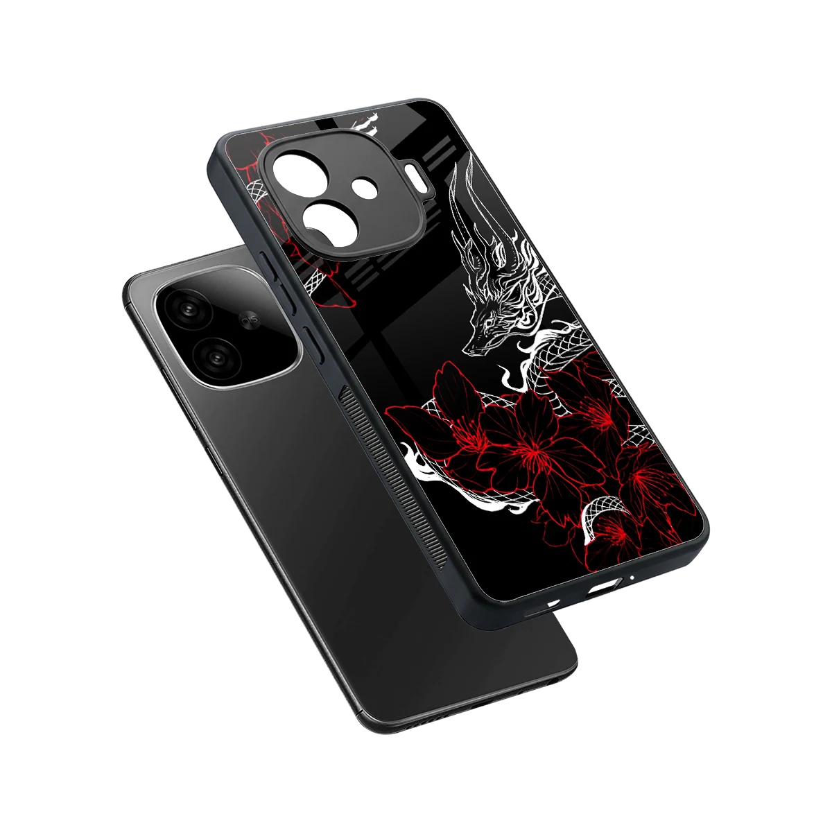 Fiery Petals sleek iqoo neo 10r 5g cover with tempered glass back and TPU edges