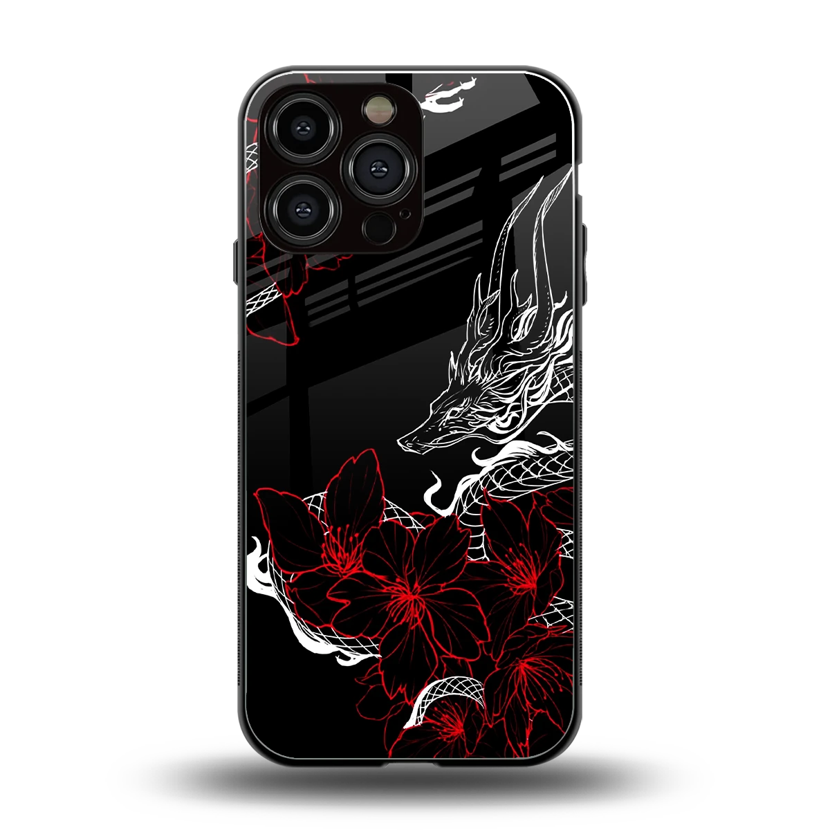 Fiery Petals back phone cover | glass case for iphone 14 pro max