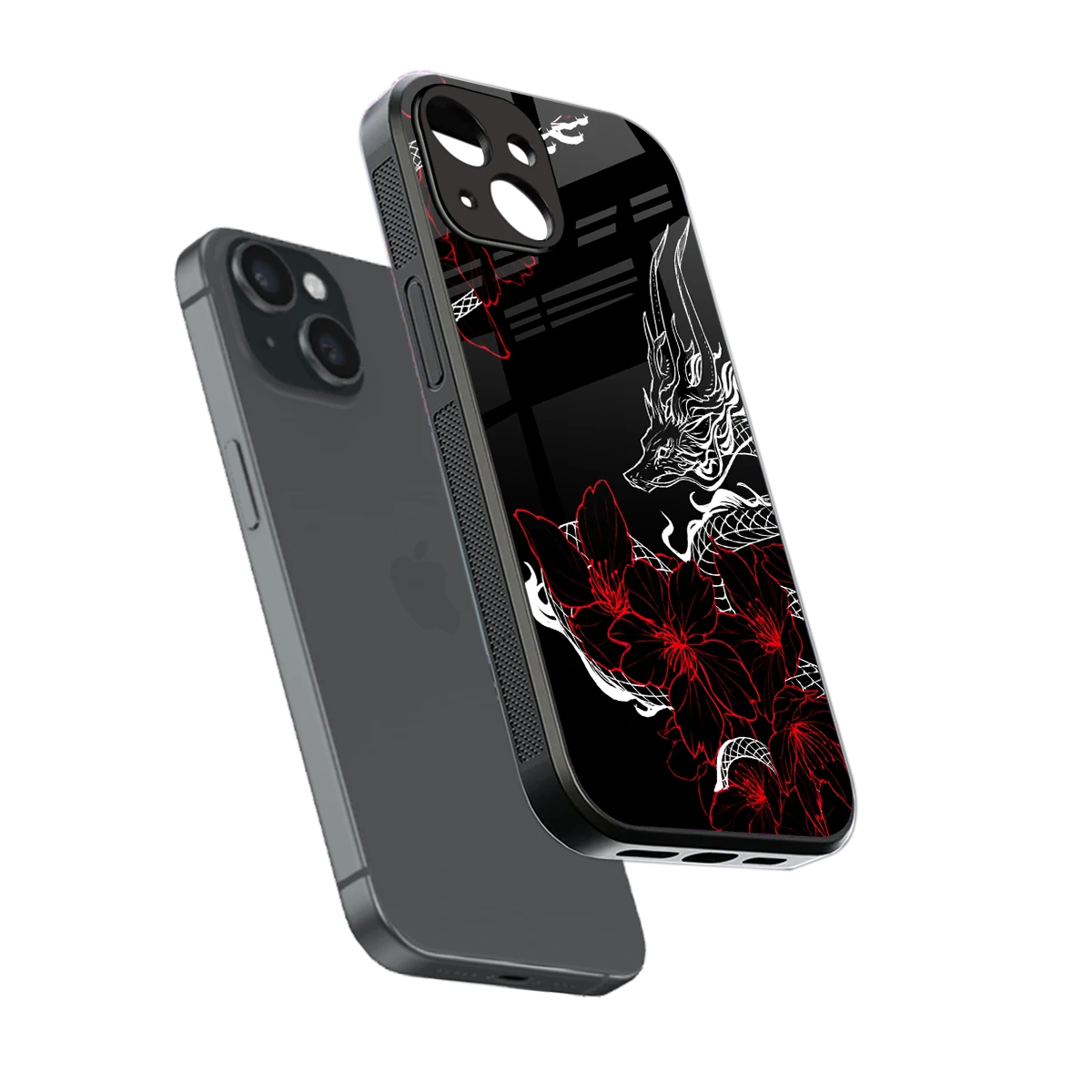 Fiery Petals sleek iphone 14 cover with tempered glass back and TPU edges