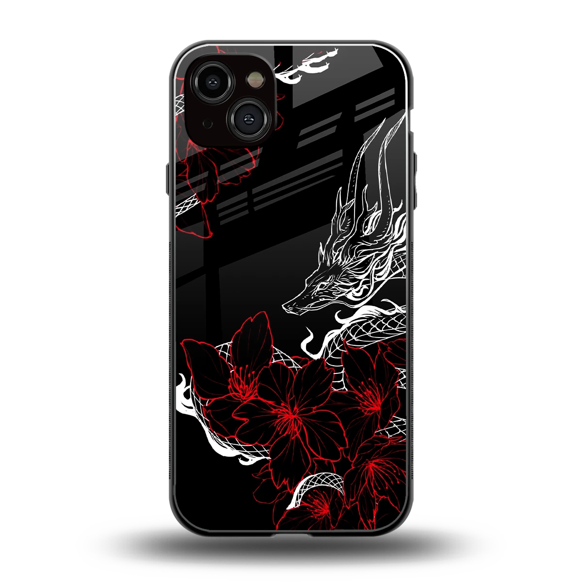 Fiery Petals back phone cover | glass case for iphone 14 plus