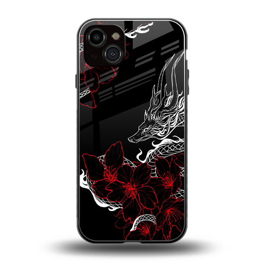 Fiery Petals back phone cover | glass case for iphone 14 plus