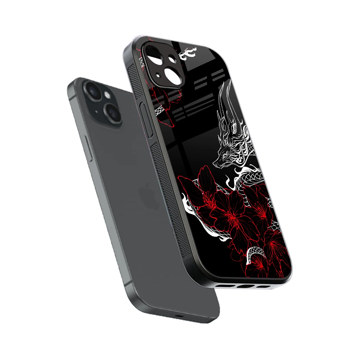 Fiery Petals sleek iphone 14 plus cover with tempered glass back and TPU edges