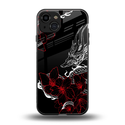 Fiery Petals back phone cover | glass case for iphone 15