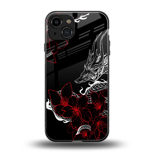 Fiery Petals back phone cover | glass case for iphone 15