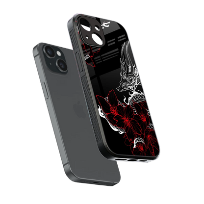 Fiery Petals sleek iphone 15 cover with tempered glass back and TPU edges