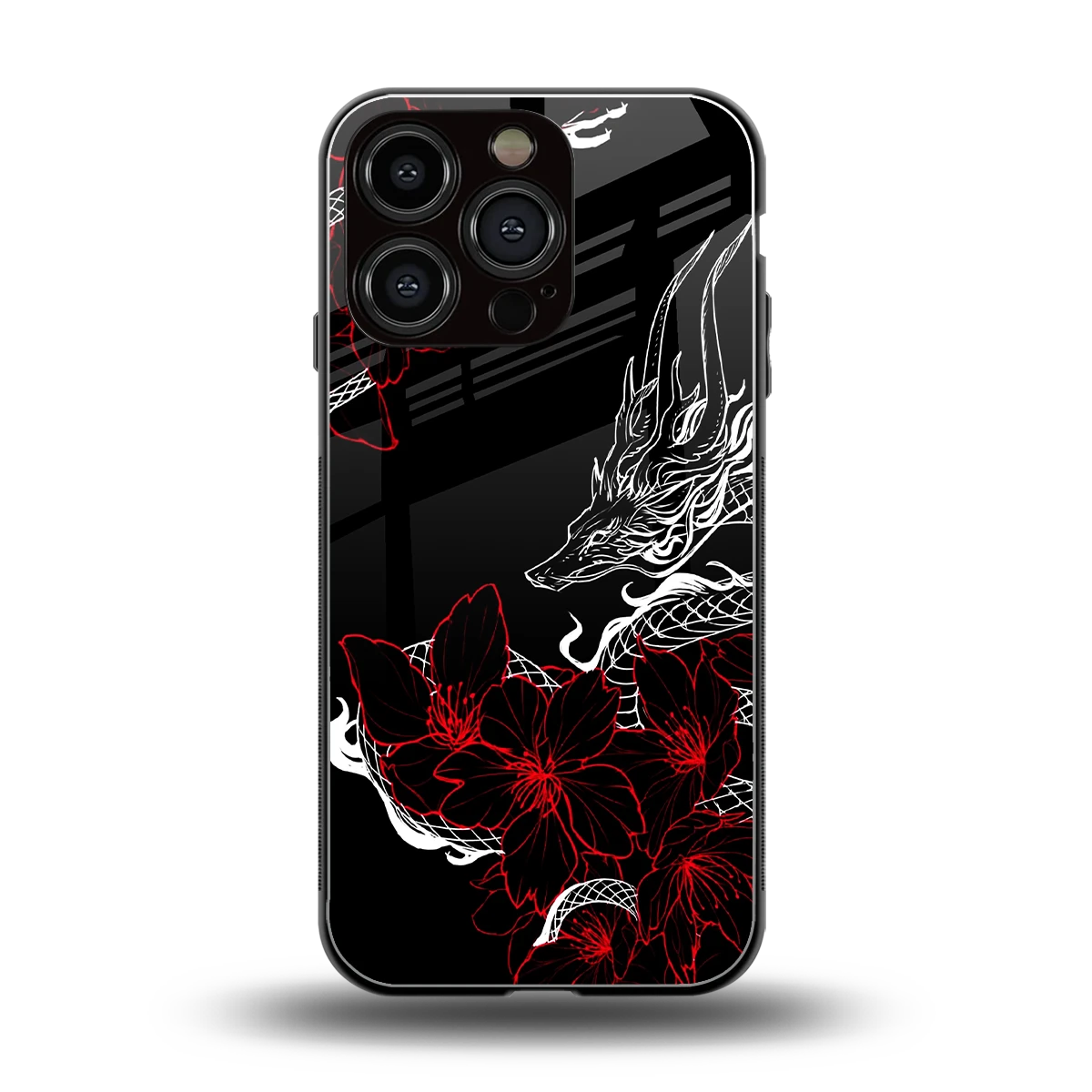 Fiery Petals back phone cover | glass case for iphone 16 pro