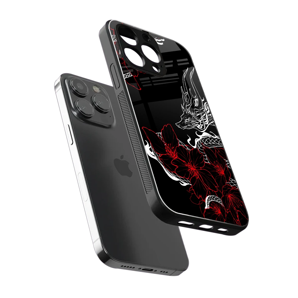 Fiery Petals sleek iphone 16 pro cover with tempered glass back and TPU edges