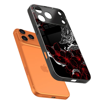 Fiery Petals sleek iphone 17 pro cover with tempered glass back and TPU edges