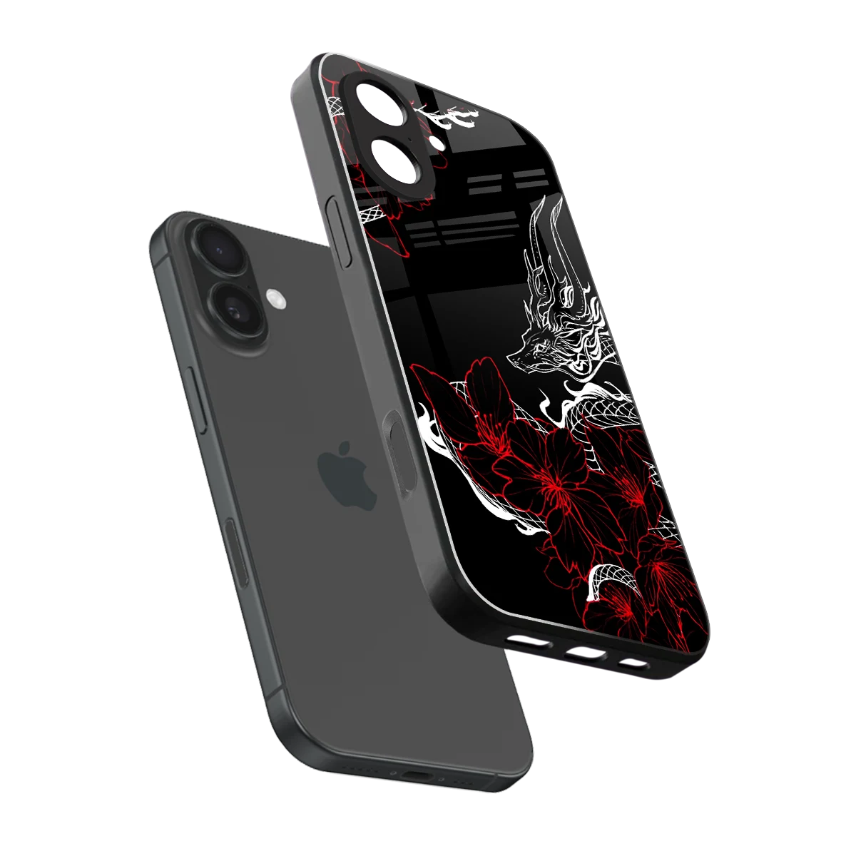 Fiery Petals sleek iphone 17 cover with tempered glass back and TPU edges