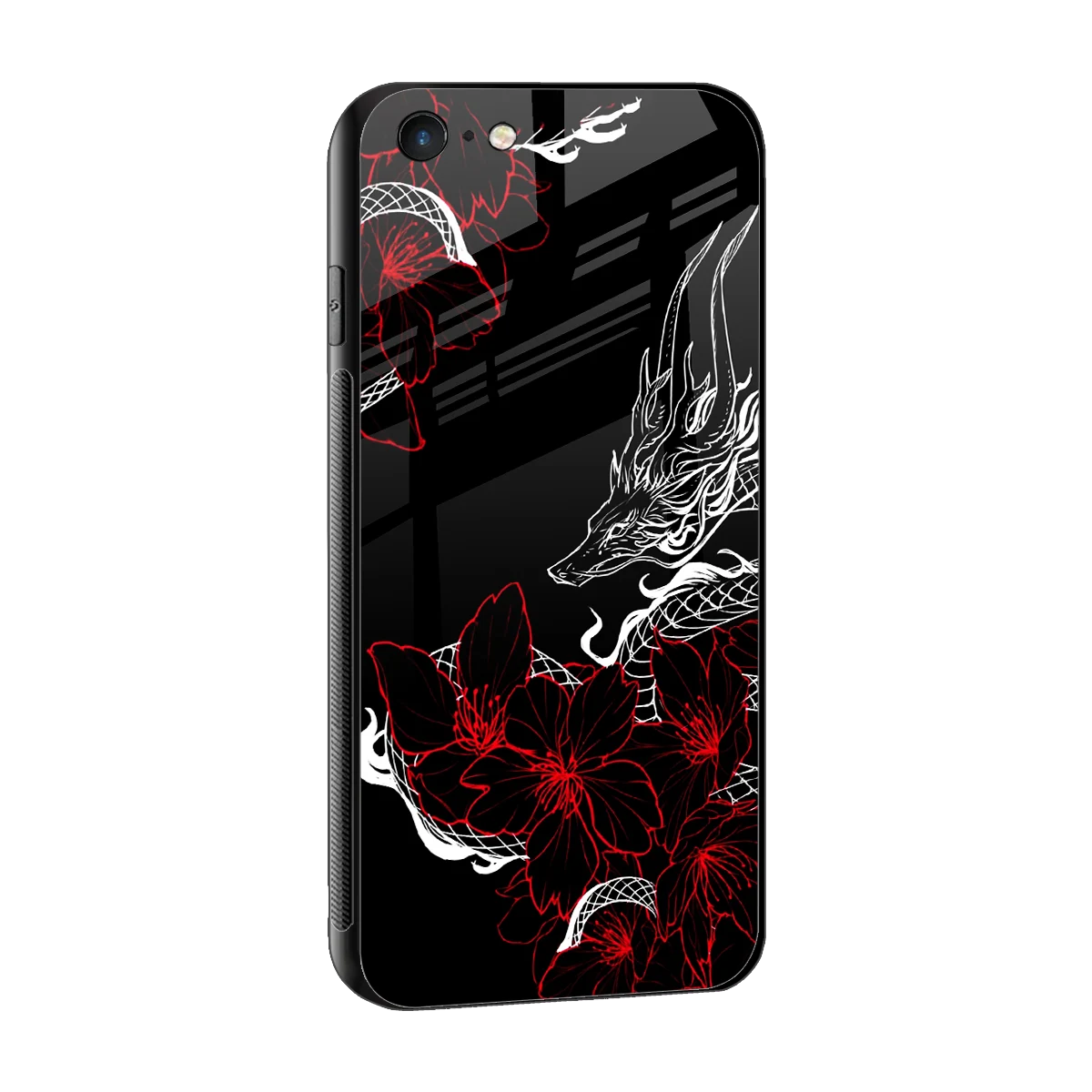 Fiery Petals sleek iphone 6s plus cover with tempered glass back and TPU edges