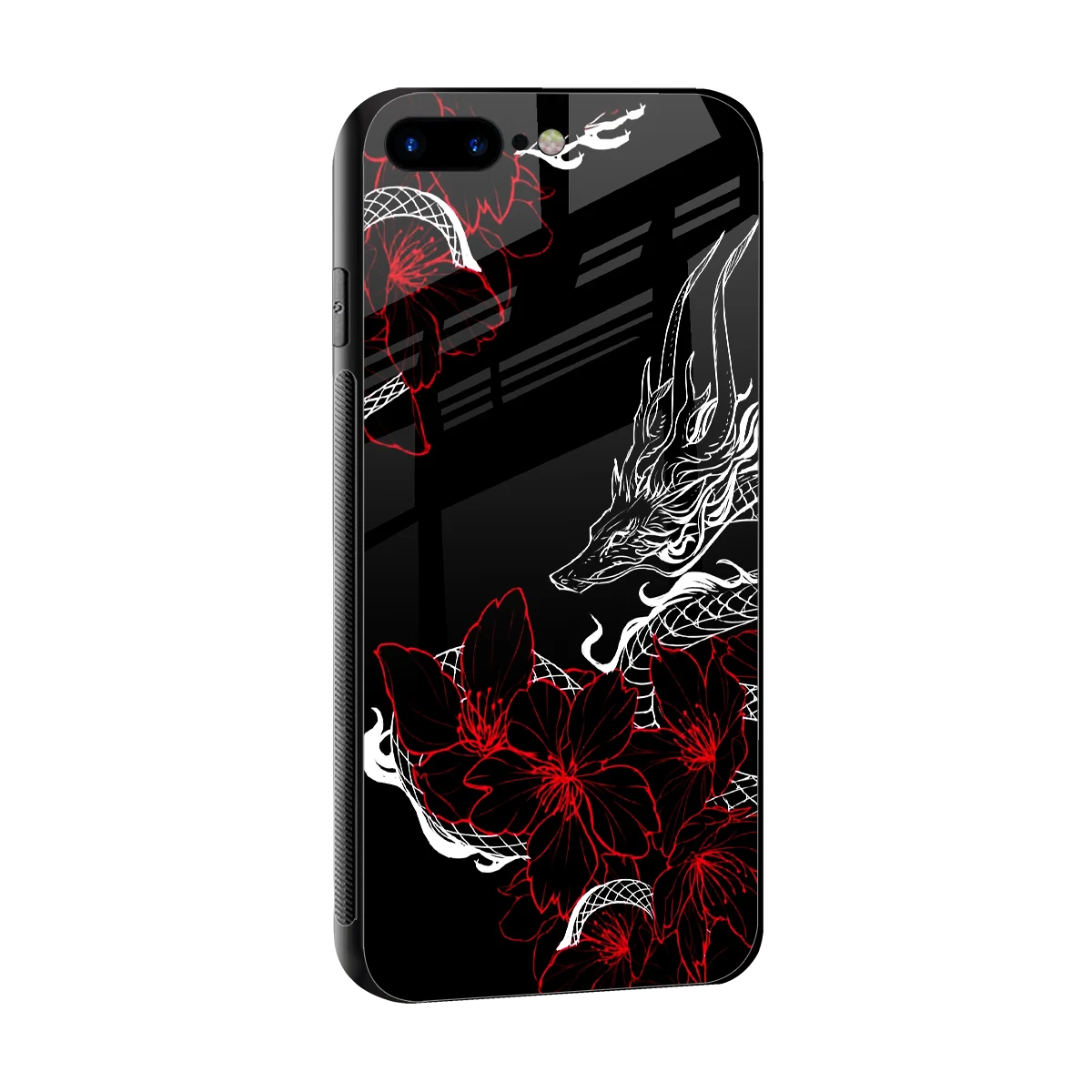 Fiery Petals sleek iphone 8 plus cover with tempered glass back and TPU edges