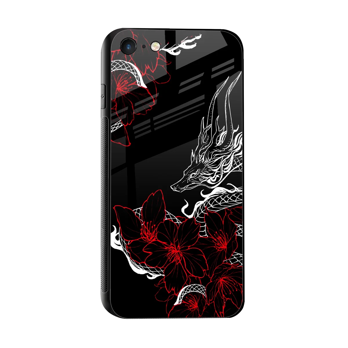 Fiery Petals sleek iphone 7 cover with tempered glass back and TPU edges