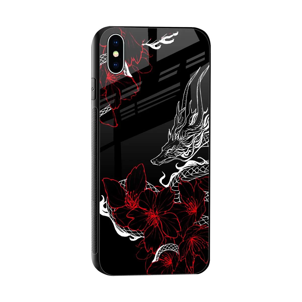 Fiery Petals sleek iphone xs max cover with tempered glass back and TPU edges