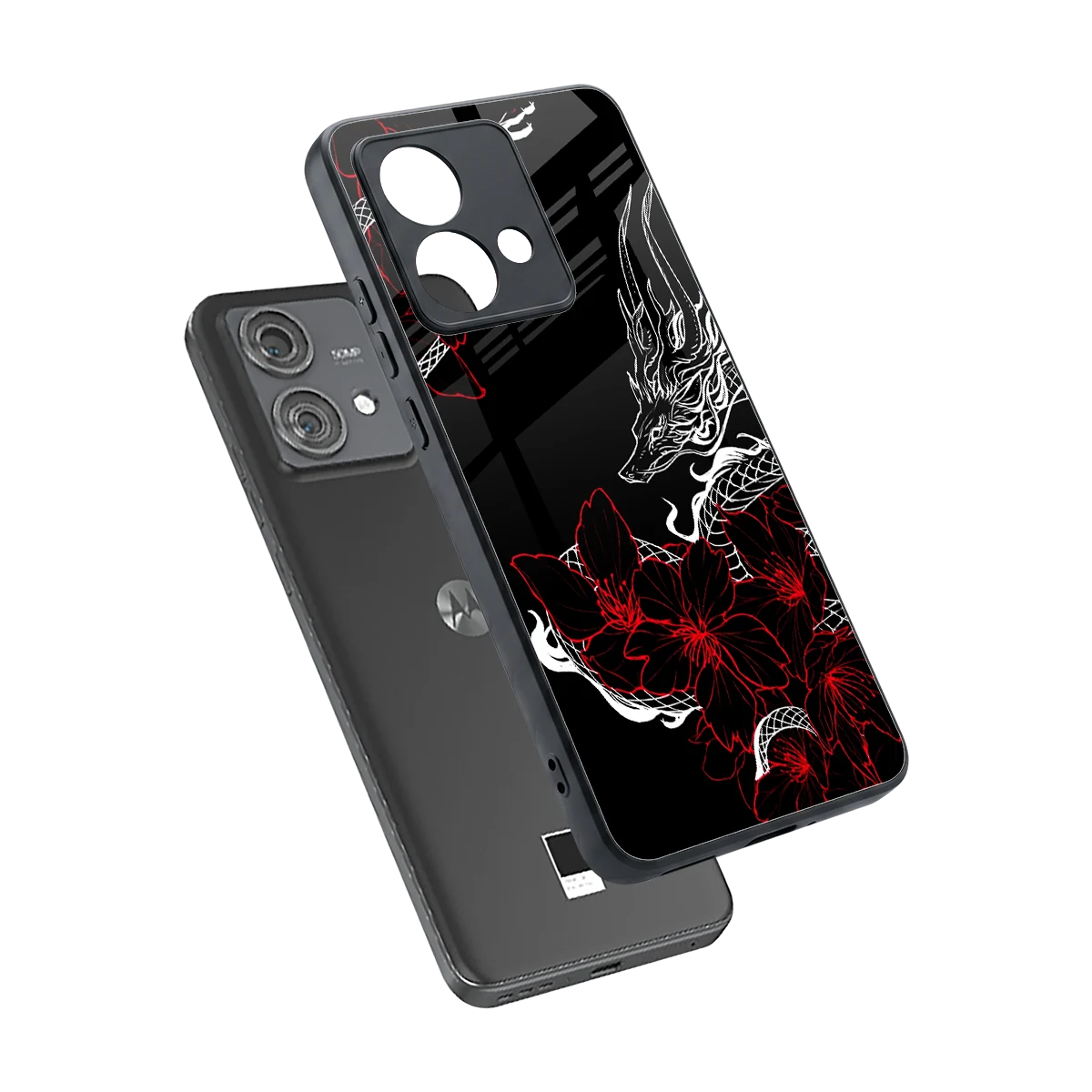 Fiery Petals sleek motorola edge 40 neo 5g cover with tempered glass back and TPU edges