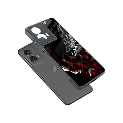 Fiery Petals sleek motorola edge 50 fusion cover with tempered glass back and TPU edges