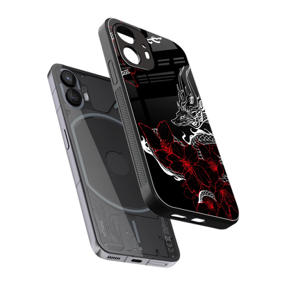Fiery Petals sleek nothing phone 2 cover with tempered glass back and TPU edges
