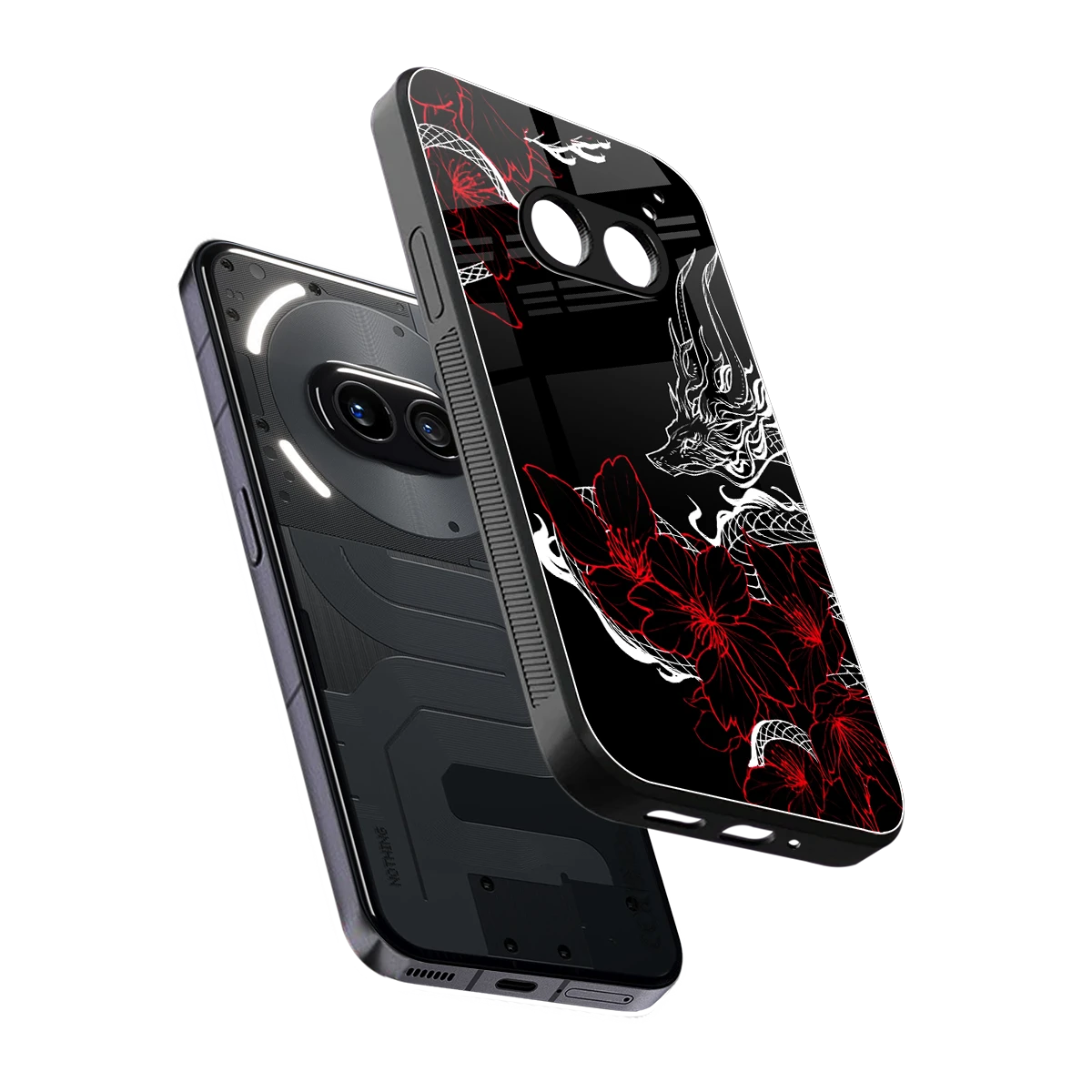 Fiery Petals sleek nothing phone 2a plus cover with tempered glass back and TPU edges