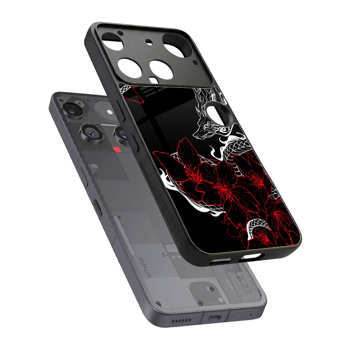 Fiery Petals sleek nothing phone 3 cover with tempered glass back and TPU edges