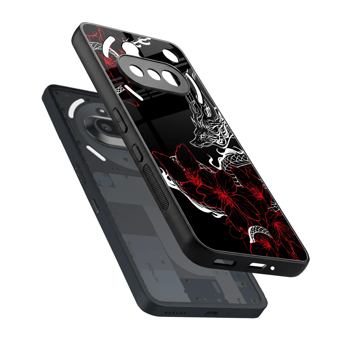 Fiery Petals sleek nothing phone 3a cover with tempered glass back and TPU edges