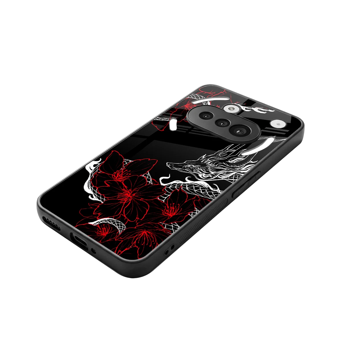 Fiery Petals stylish phone case for nothing phone 3a | glossy glass and slim fit