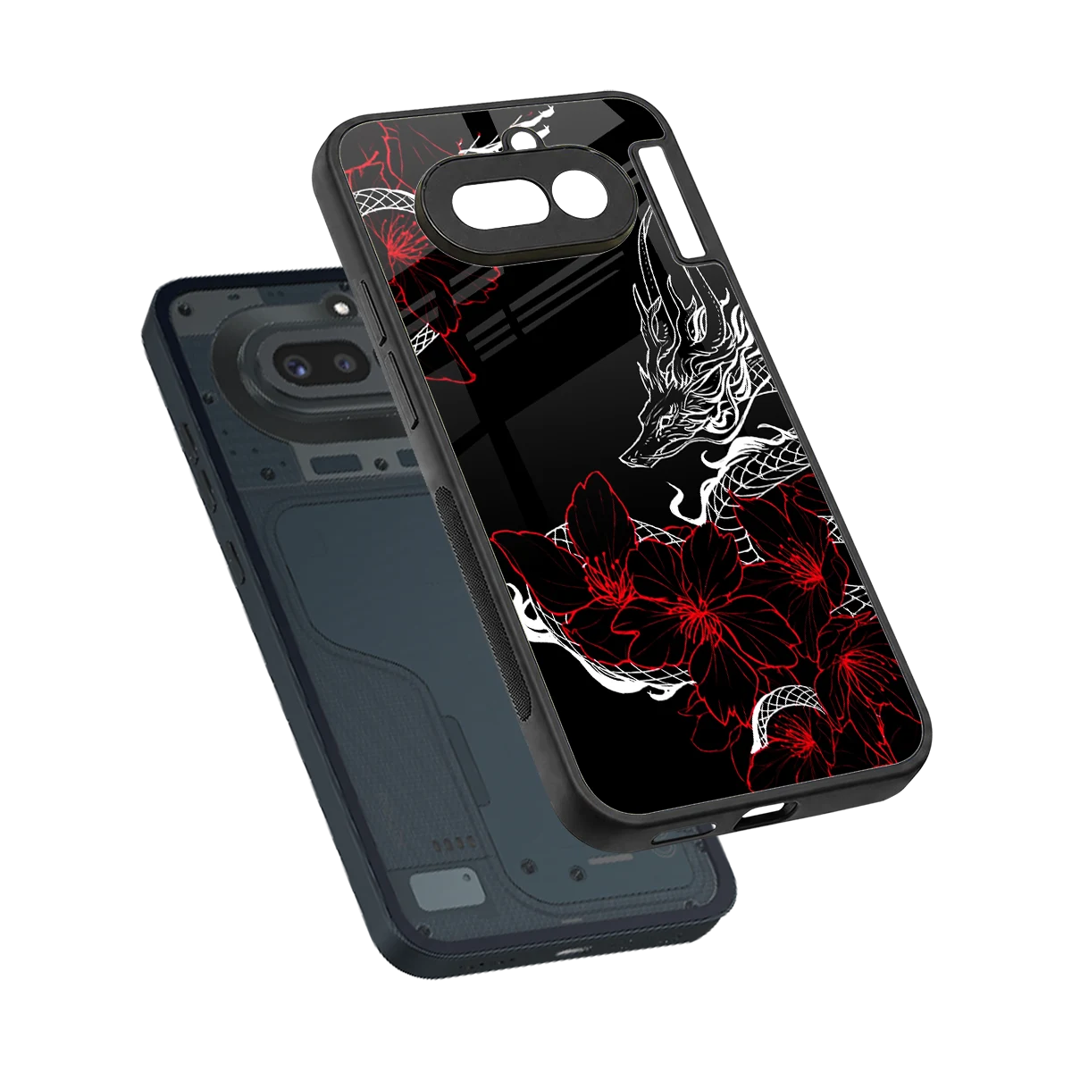 Fiery Petals sleek nothing phone 4a cover with tempered glass back and TPU edges
