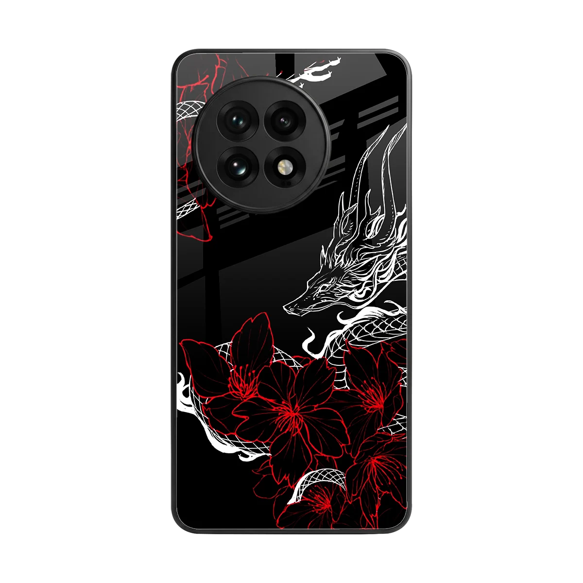 Fiery Petals back phone cover | glass case for oneplus 13r