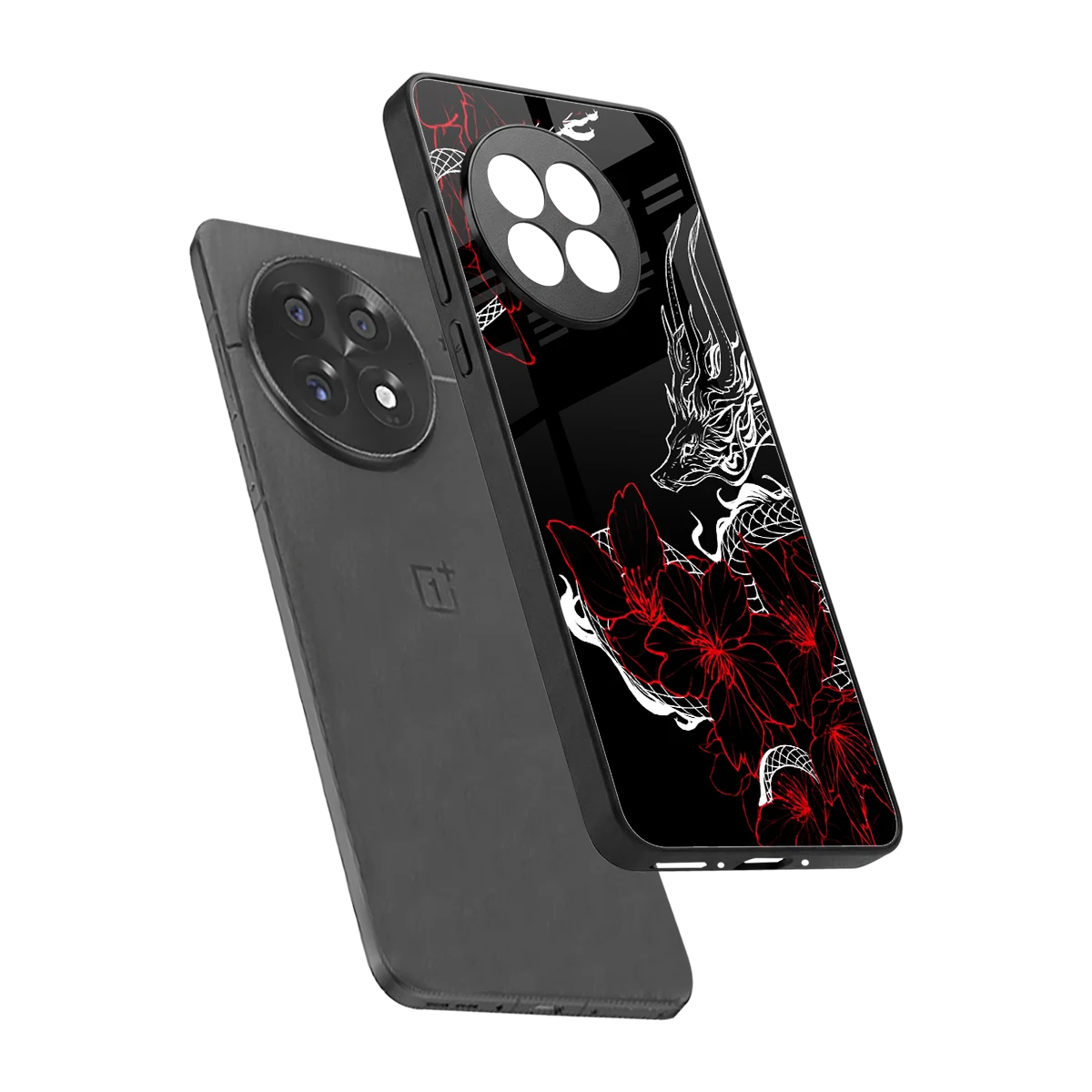 Fiery Petals sleek oneplus 13r cover with tempered glass back and TPU edges