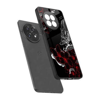 Fiery Petals sleek oneplus 13r cover with tempered glass back and TPU edges