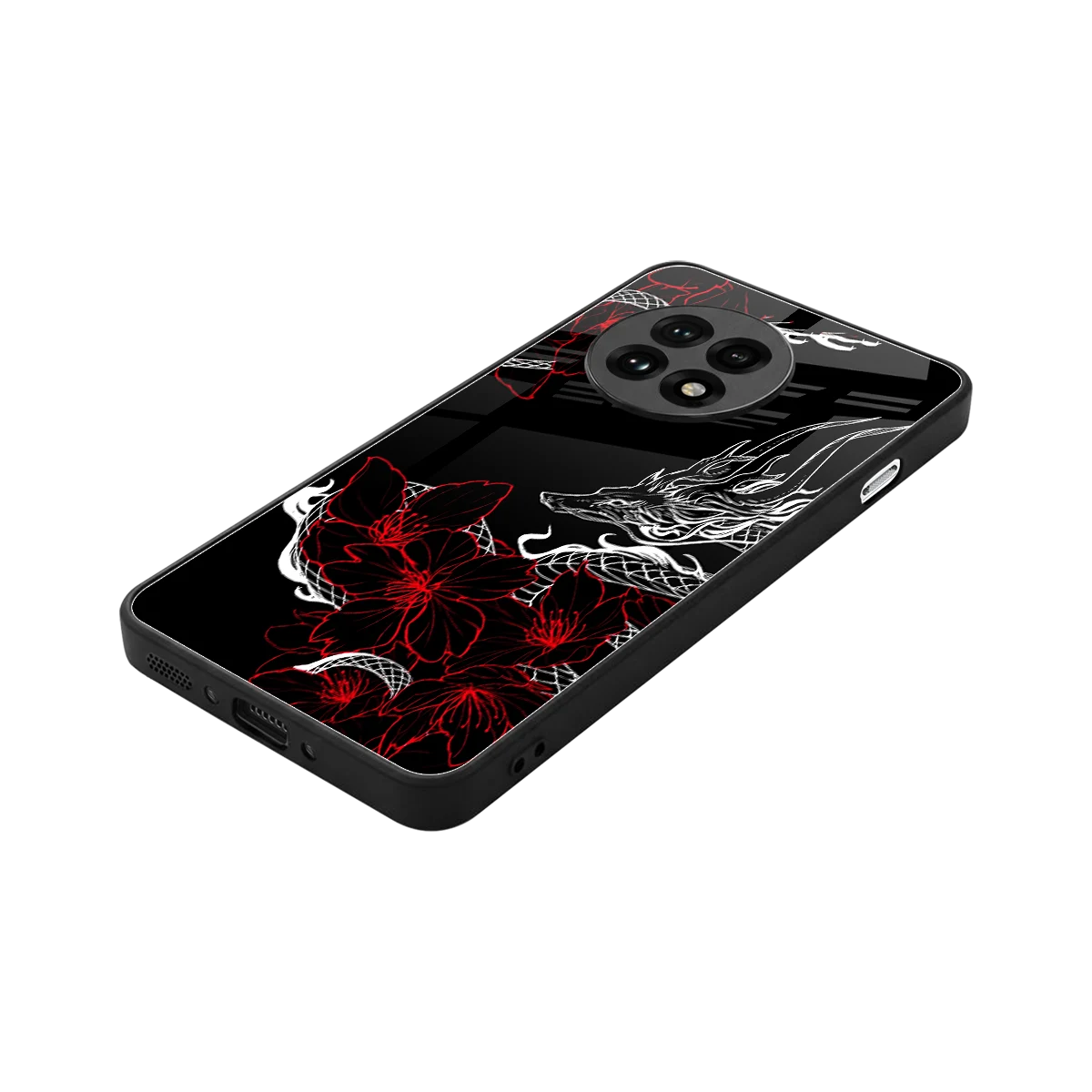 Fiery Petals stylish phone case for oneplus 13r | glossy glass and slim fit