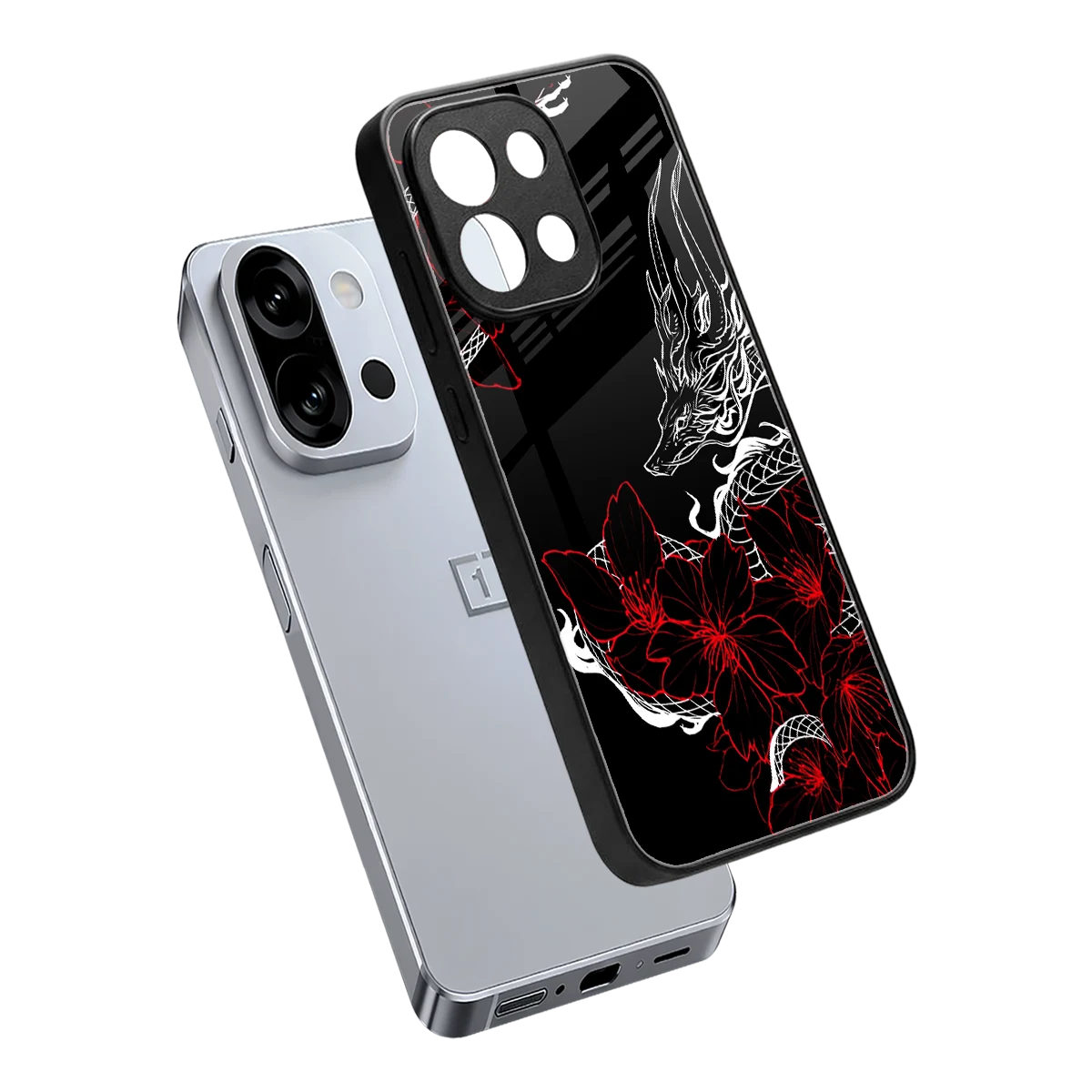 Fiery Petals sleek oneplus 13s cover with tempered glass back and TPU edges