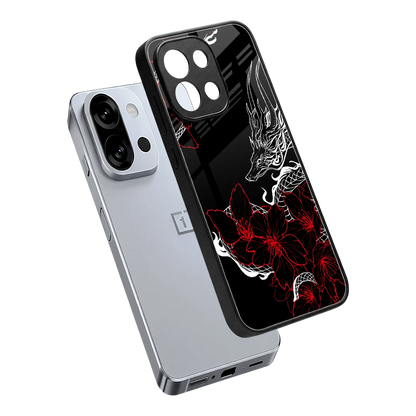 Fiery Petals sleek oneplus 13s cover with tempered glass back and TPU edges