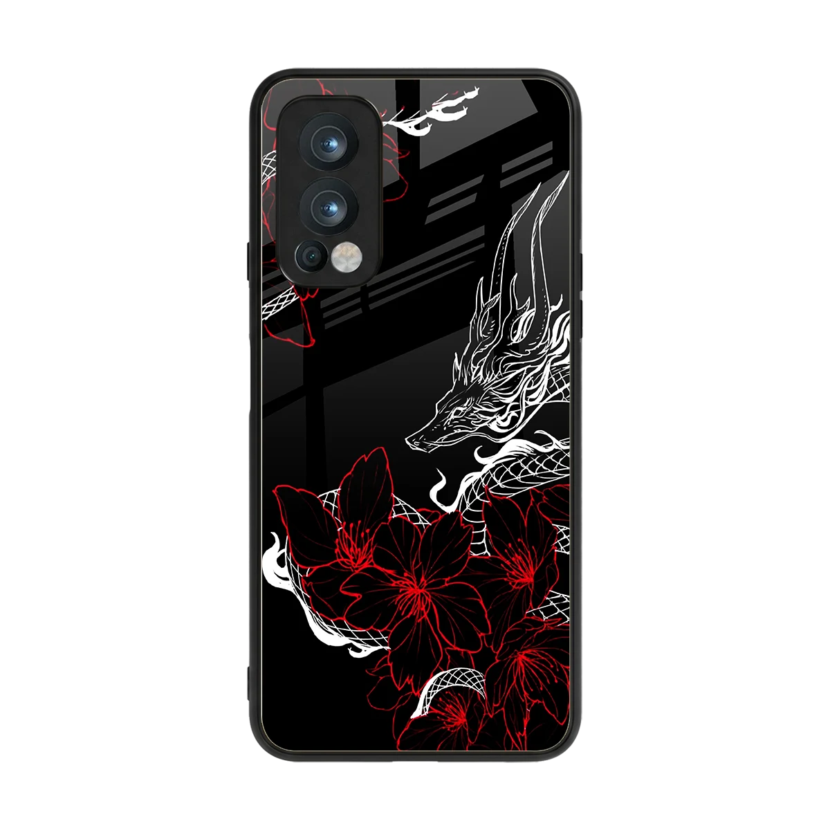Fiery Petals back phone cover | glass case for oneplus nord 2